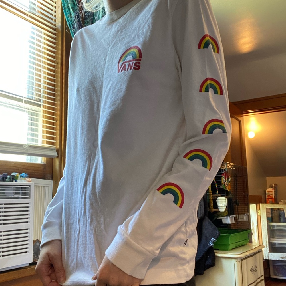 white vans long sleeve with rainbow